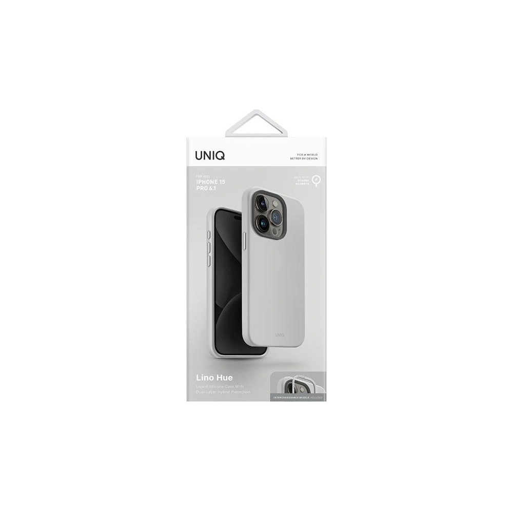 Hurtownia GSM - Etui UNIQ Lino Hue Apple iPhone 15 Pro MagClick Charging jasnoszary/chalk grey - UNIQ979 - {ean13} - Hurt