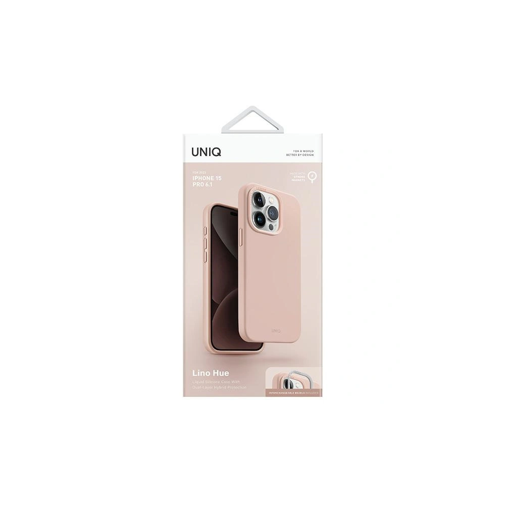 Hurtownia GSM - Etui UNIQ Lino Hue Apple iPhone 15 Pro MagClick Charging różowy/blush pink - UNIQ981 - {ean13} - Hurt