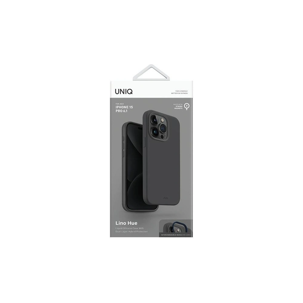 Hurtownia GSM - Etui UNIQ Lino Hue Apple iPhone 15 Pro MagClick Charging szary/charcoal grey - UNIQ982 - {ean13} - Hurt
