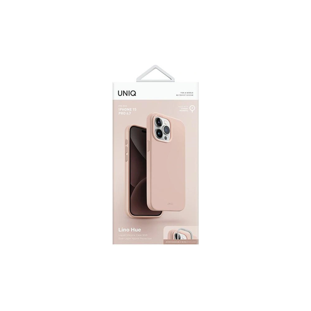 Hurtownia GSM - Etui UNIQ Lino Hue Apple iPhone 15 Pro Max MagClick Charging różowy/blush pink - UNIQ986 - {ean13} - Hurt