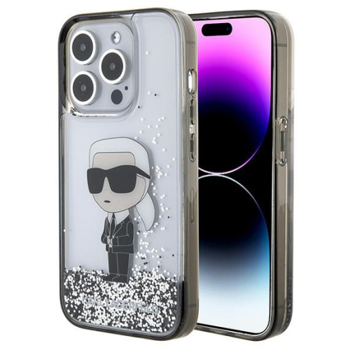 Karl Lagerfeld Distributor - 3666339164096 - KLD1697 - Karl Lagerfeld KLHCP15LLKKNSK Apple iPhone 15 Pro hardcase Liquid Glitter Ikonik transparent - B2B homescreen