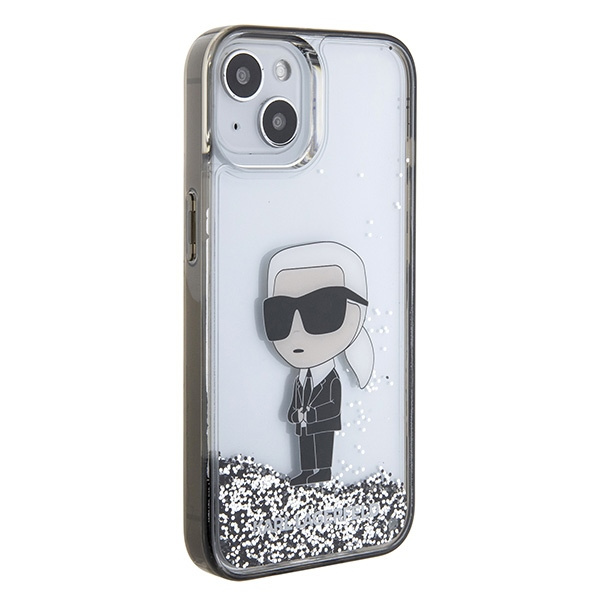 Kryt Karl Lagerfeld KLHCP15SLKKNSK Apple iPhone 15 hardcase Liquid Glitter Ikonik transparent