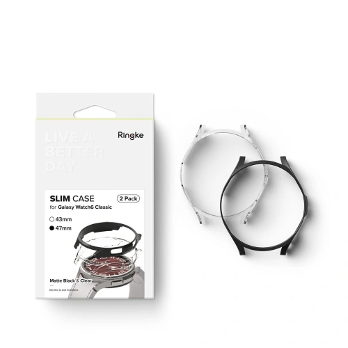 Etui Ringke Slim Samsung Galaxy Watch 6 Classic 47mm Clear & Black [2 PACK]