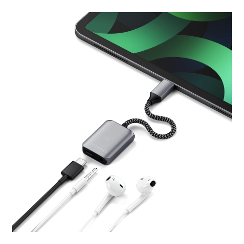 Adapter Satechi z USB-C na Audio / USB-C aluminiowy do urządzeń audio USB-C PD 3.0 jack 3.5mm