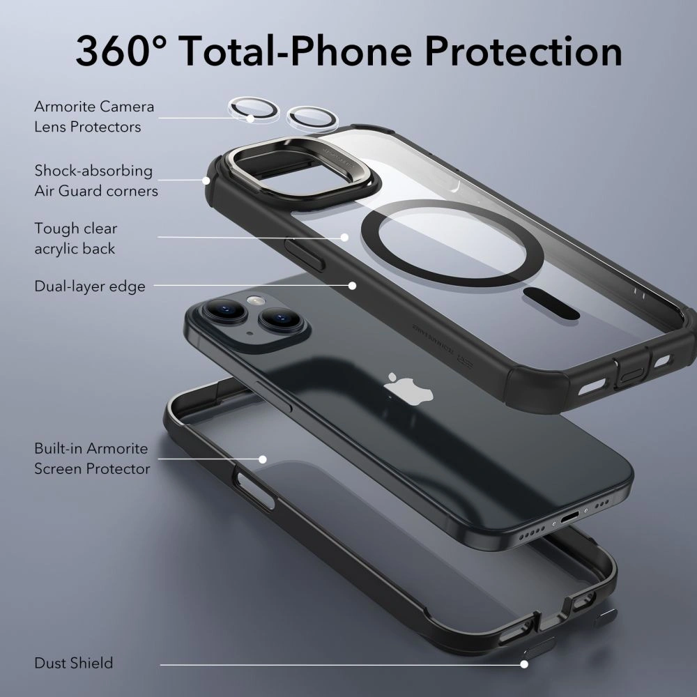 Hurtownia GSM - Etui ESR Armor Tough Kickstand HaloLock MagSafe Apple iPhone 15 Clear/negru - ESR737 - {ean13} - Hurt