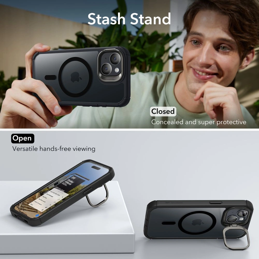 Hurtownia GSM - Etui ESR Armor Tough Kickstand HaloLock MagSafe Apple iPhone 15 Clear/negru - ESR737 - {ean13} - Hurt