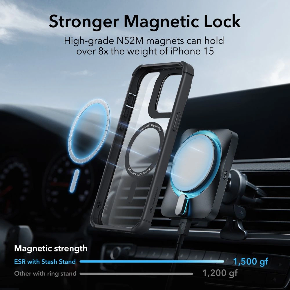 Hurtownia GSM - Etui ESR Armor Tough Kickstand HaloLock MagSafe Apple iPhone 15 Clear/negru - ESR737 - {ean13} - Hurt