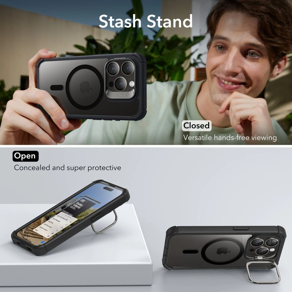 Hurtownia GSM - Etui ESR Armor Tough Kickstand HaloLock MagSafe Apple iPhone 15 Pro Átlátszó/fekete - ESR739 - {ean13} - Hurt
