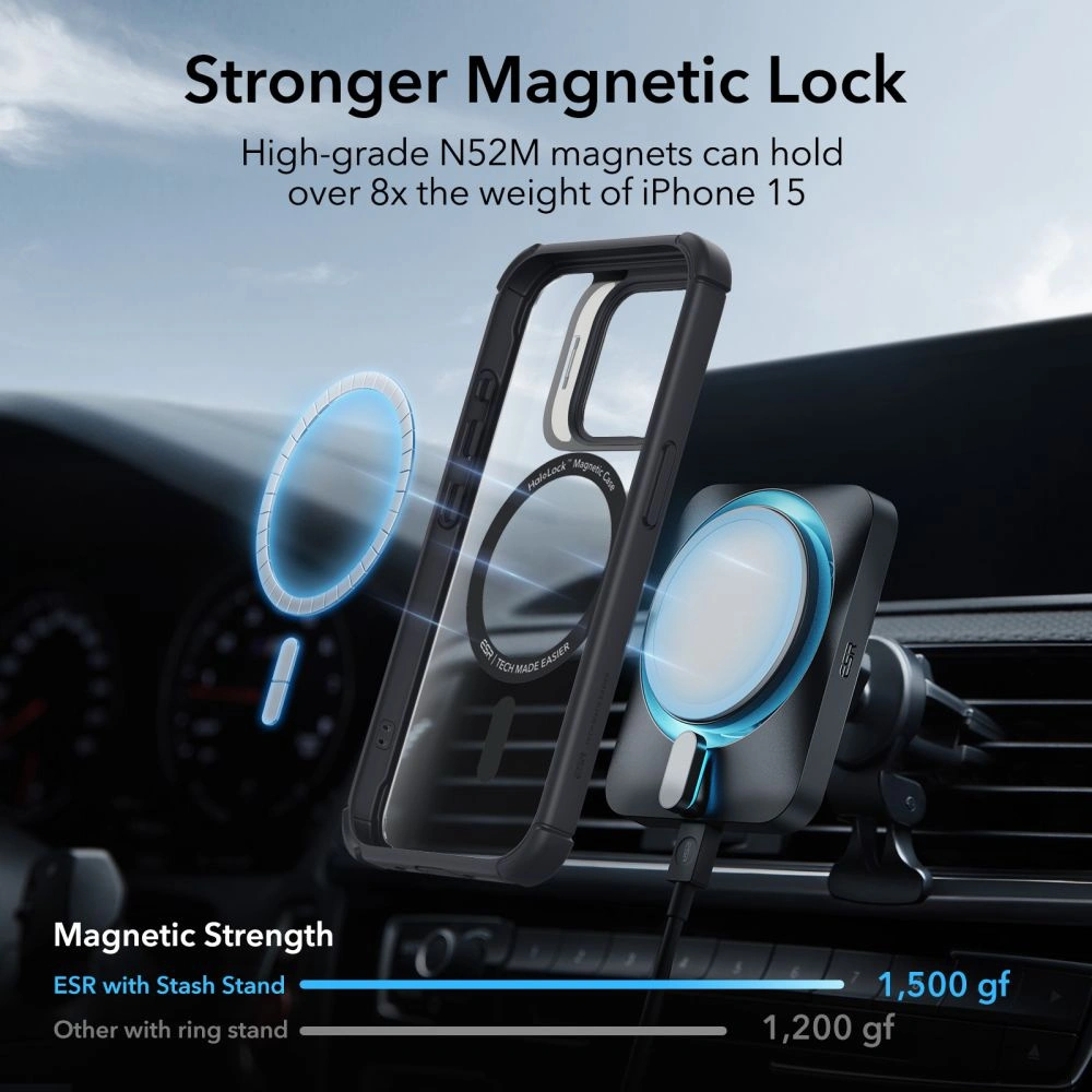 Hurtownia GSM - Etui ESR Armor Tough Kickstand HaloLock MagSafe Apple iPhone 15 Pro Átlátszó/fekete - ESR739 - {ean13} - Hurt