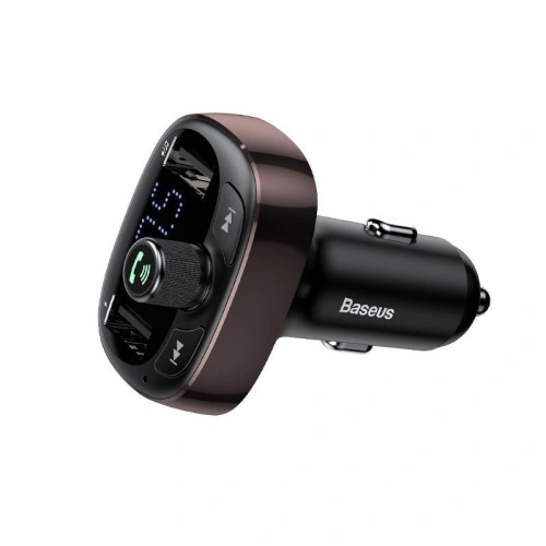 Baseus Transmiter FM z Bluetooth USB microSD (brązowy)