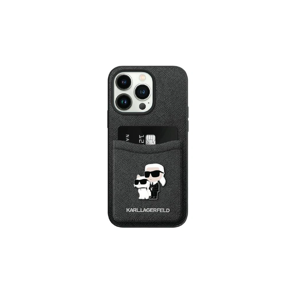 Wholesale Karl Lagerfeld KLHCP15XSAPKCNPK Apple iPhone 15 Pro Max hardcase Saffiano Cardslot KC Metal Pin black - KLD1702 - {ean13} - Hurt