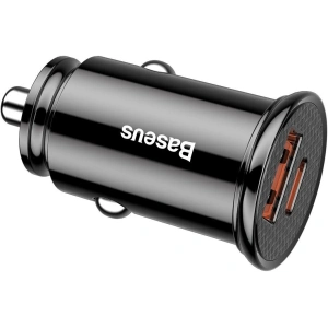 Baseus Circular Car Charger 2xUSB PD QC4.0+ 5A 30W Black