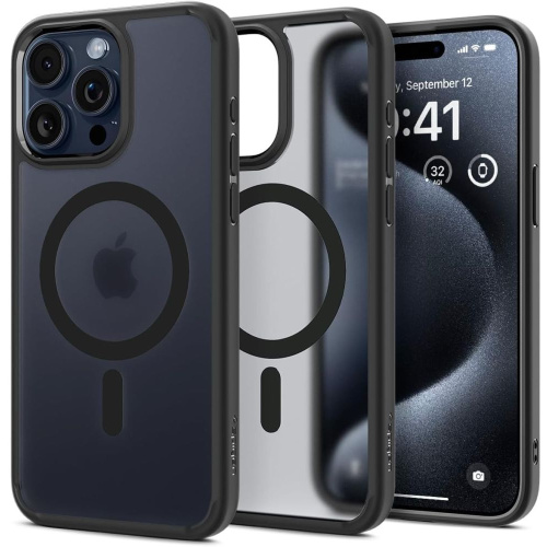 Spigen Distributor - 8809896749305 - SPN2958 - Spigen Ultra Hybrid Mag MagSafe Apple iPhone 15 Pro Max Frost Black - B2B homescreen