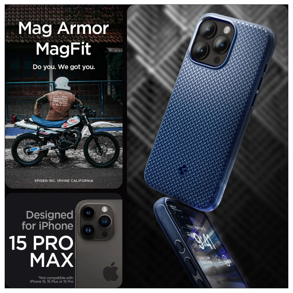 Hurtownia GSM - Etui Spigen Mag Armor MagSafe Apple iPhone 15 Pro Max Tengerész kék - SPN2963 - {ean13} - Hurt