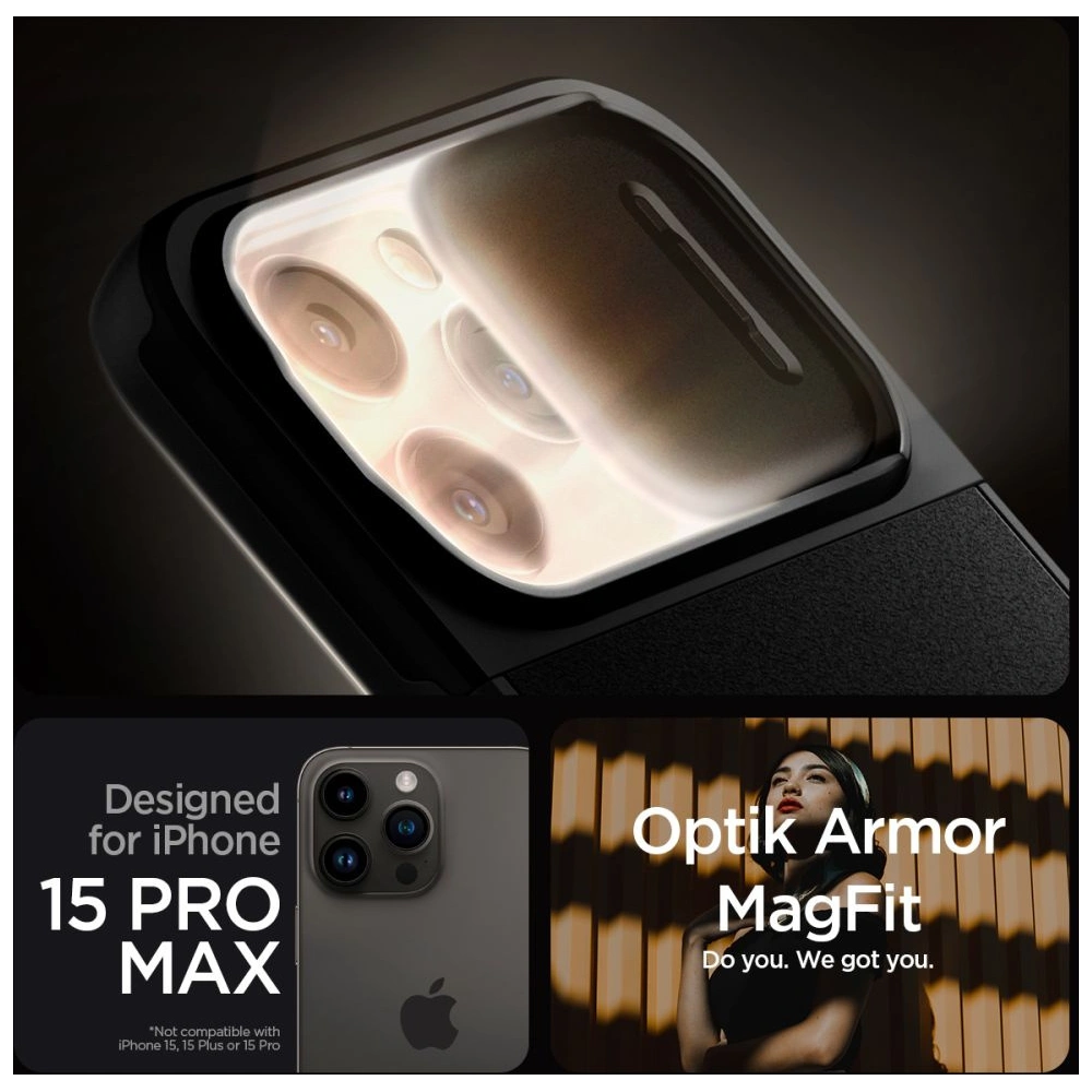 Hurtownia GSM - Etui Spigen Optik Armor Mag MagSafe Apple iPhone 15 Pro Max Fekete - SPN2964 - {ean13} - Hurt