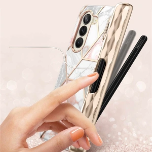 Wholesale Supcase Cosmo Pen Samsung Galaxy Z Fold5 Marble Pink - SPC397 - {ean13} - Hurt