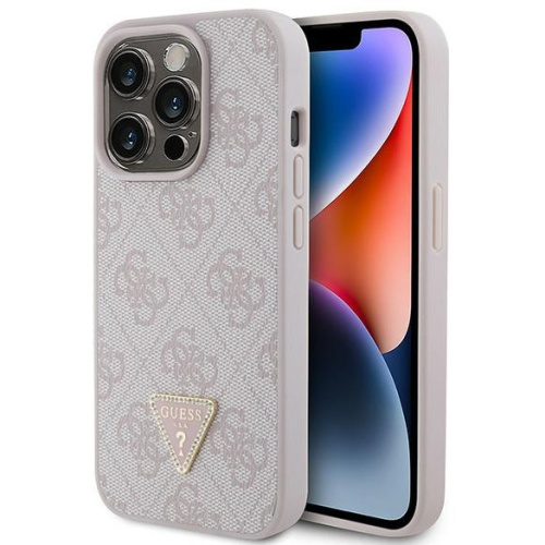 Hurtownia Guess - 3666339146689 - GUE2897 - Etui Guess GUHCP15LP4TDPP Apple iPhone 15 Pro hardcase Leather 4G Triangle Strass różowy/pink - B2B homescreen