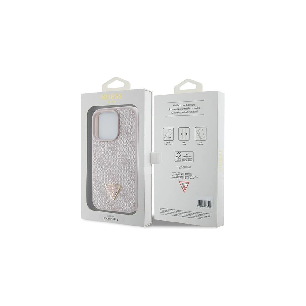 Hurtownia GSM - Case Guess GUHCP15LP4TDPP Apple iPhone 15 Pro Hardcase Leder 4G Triangle Strass rosa/pink - GUE2897 - {ean13} - Hurt