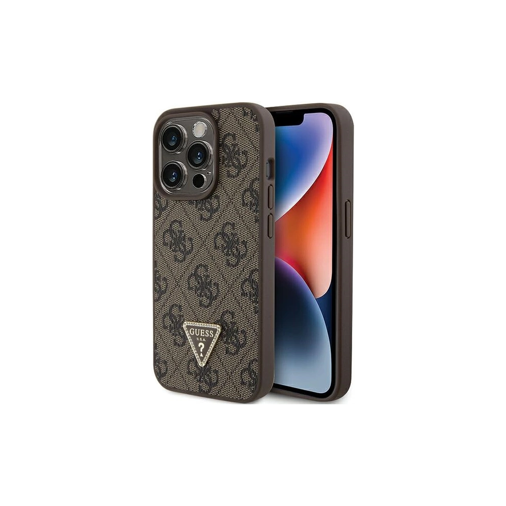 Hurtownia GSM - Etui Guess GUHCP15LP4TDPW Apple iPhone 15 Pro hardcase Leather 4G Triangle Strass hnědý/brown - GUE2898 - {ean13} - Hurt