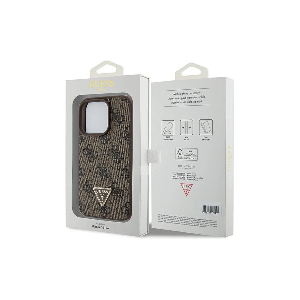 Hurtownia GSM - Etui Guess GUHCP15LP4TDPW Apple iPhone 15 Pro hardcase Leather 4G Triangle Strass hnědý/brown - GUE2898 - {ean13} - Hurt