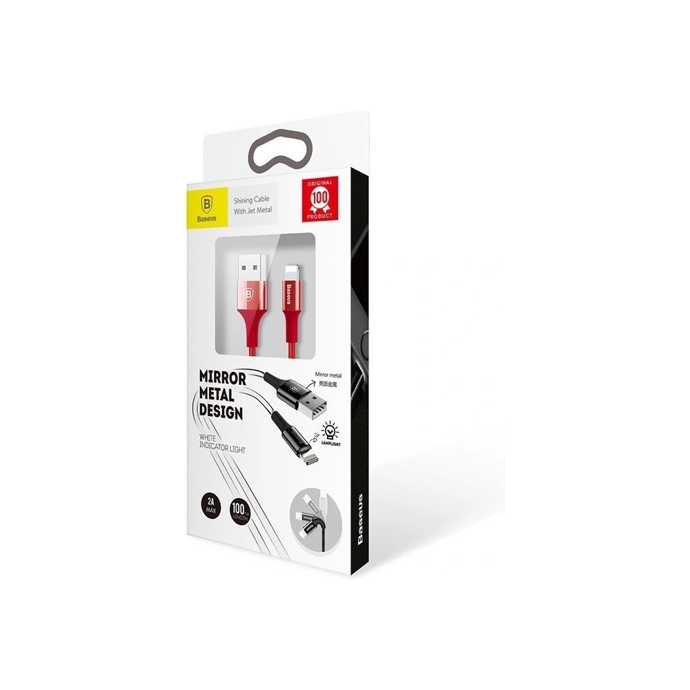 Hurtownia GSM - Kabel Lightning Baseus z podświetlanym złączem 1m (czerwony) - BSU353RED - {ean13} - Hurt
