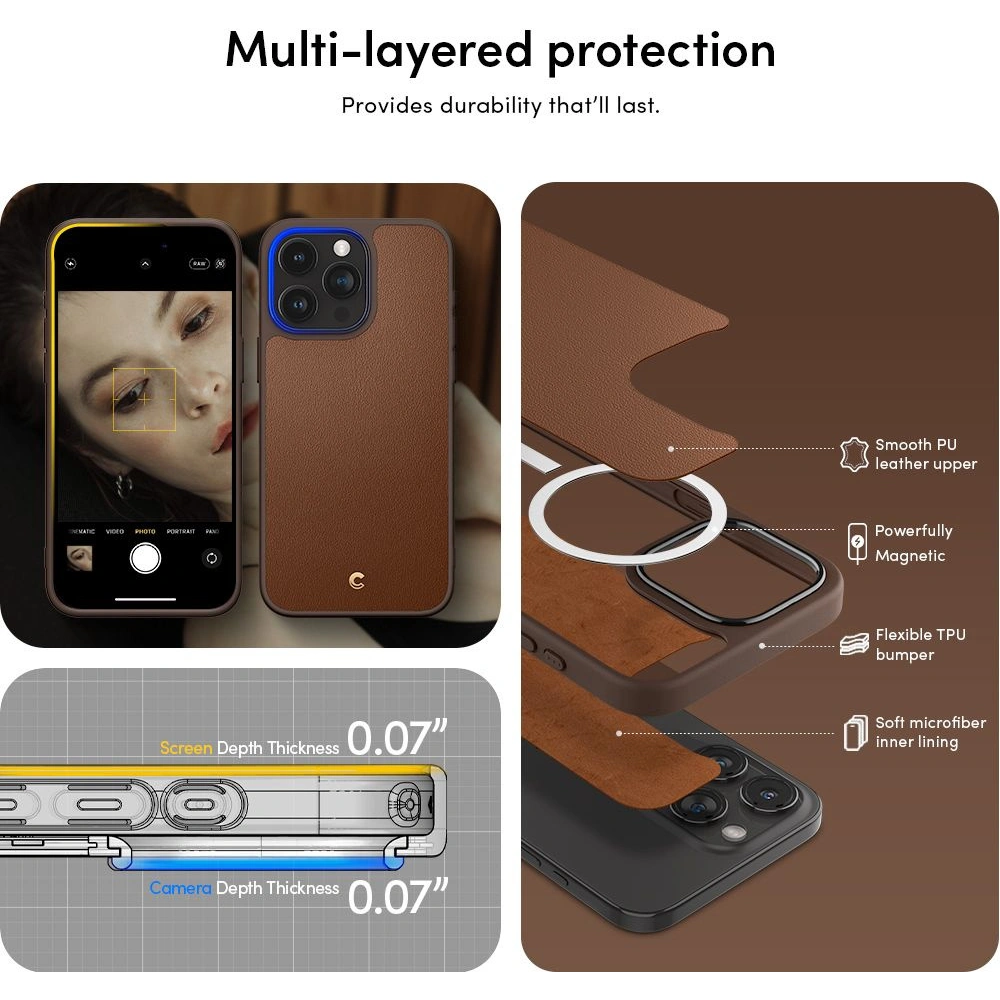 Wholesale Spigen Cyrill Kajuk Mag MagSafe Apple iPhone 15 Pro Saddle Brown - SPN2972 - {ean13} - Hurt