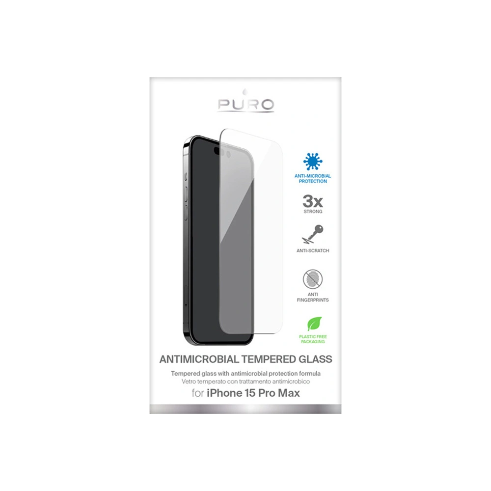 Hurtownia GSM - Edzett üveg PURO Anti-Bacterial Glass Apple iPhone 15 Pro Max - PUR775 - {ean13} - Hurt