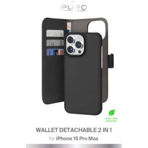 Hurtownia GSM - Case PURO Wallet Detachable 2w1 Apple iPhone 15 Pro Max (schwarz) - PUR778 - {ean13} - Hurt