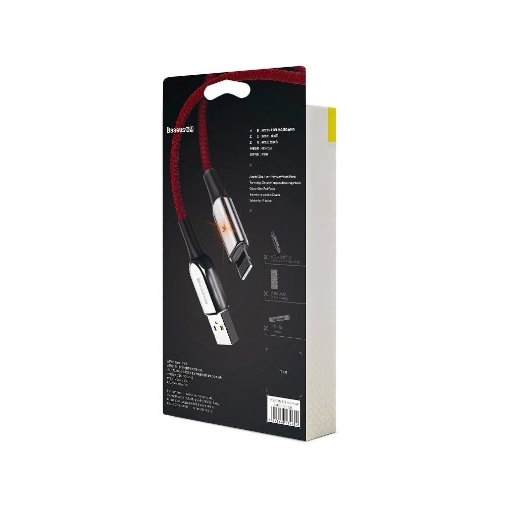 Hurtownia GSM - Kabel Lightning z diodą LED Baseus X-type 1m 2.4A (czerwony) - BSU355RED - {ean13} - Hurt