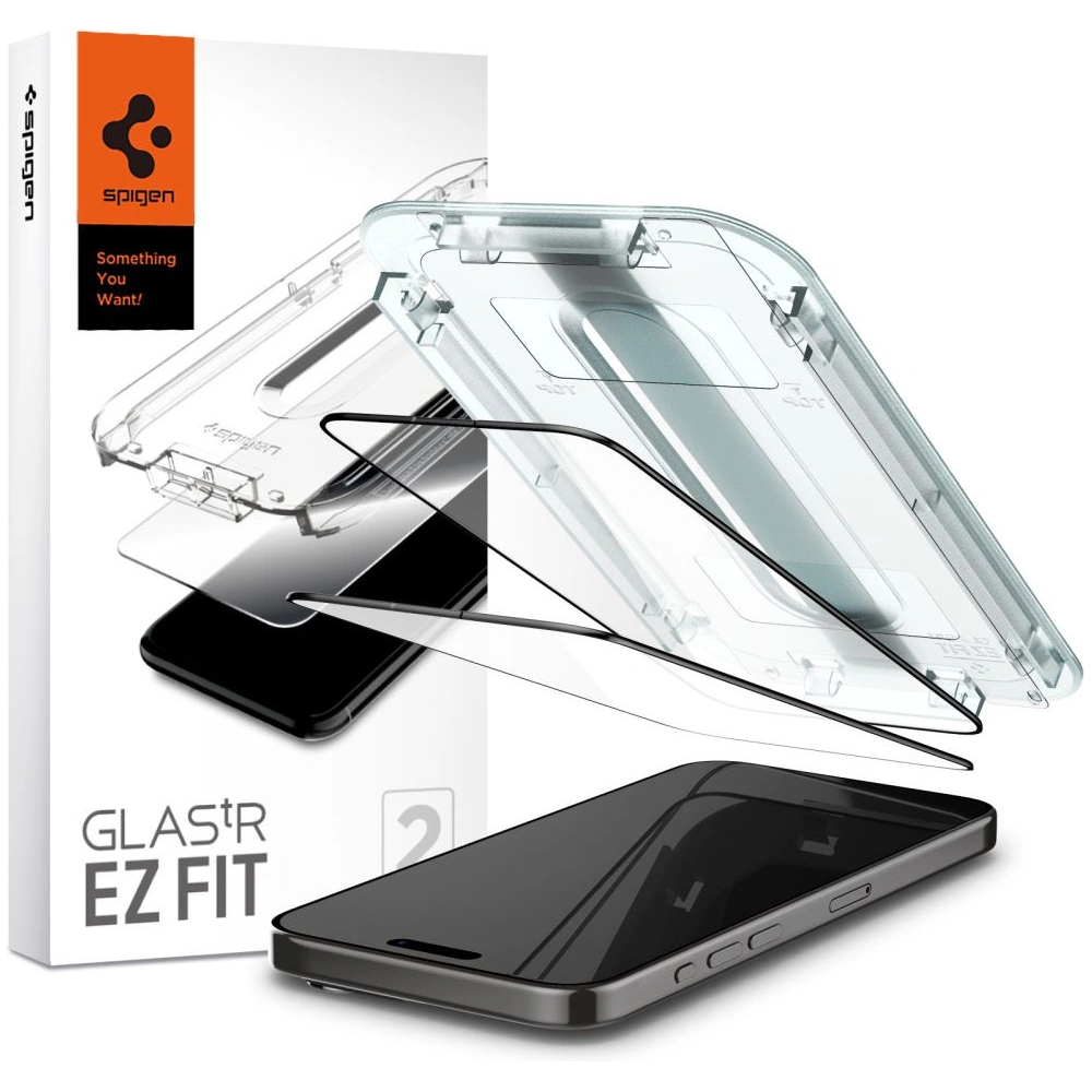 Hurtownia GSM - Gehärtetes Glas Spigen GLAS.tR ez Fit FC Apple iPhone 15 Pro Schwarz [2 PACK] - SPN2977 - {ean13} - Hurt