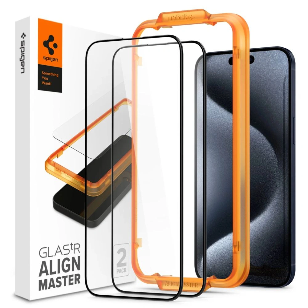 Hurtownia GSM - Gehärtetes Glas Spigen GLAS.tR AlignMaster FC Apple iPhone 15 Pro Schwarz [2 PACK] - SPN2979 - {ean13} - Hurt