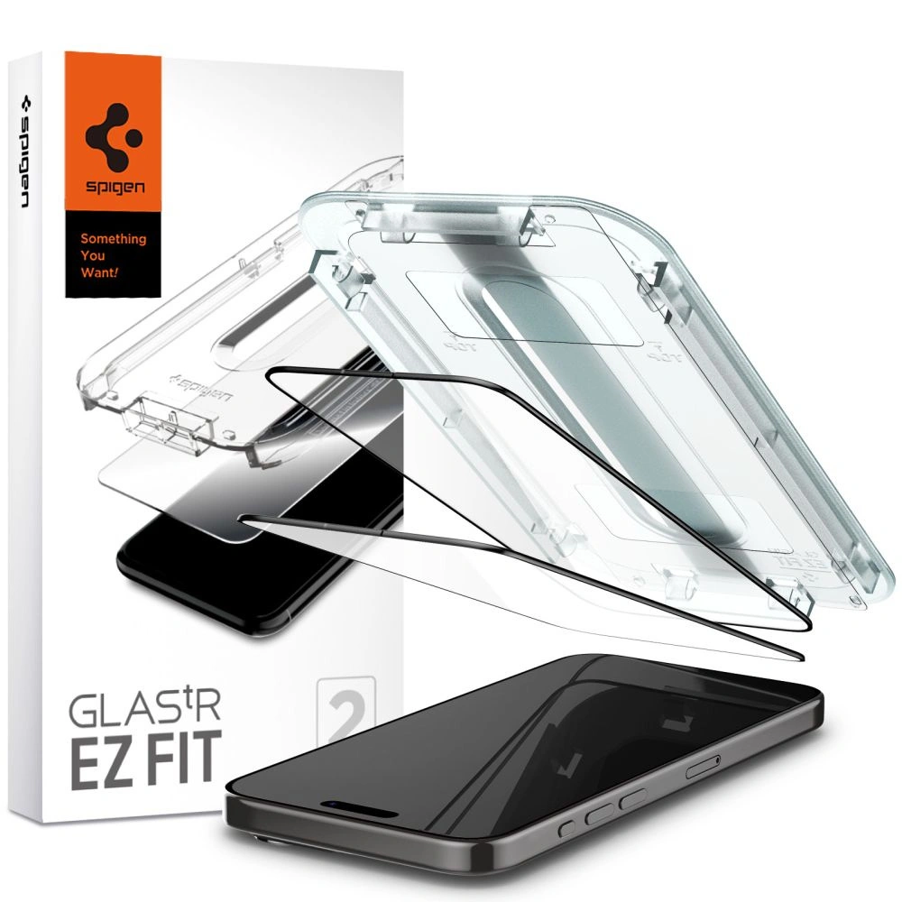 Hurtownia GSM - Szkło hartowane Spigen GLAS.tR ez Fit FC Apple iPhone 15 Pro Max Black [2 PACK] - SPN2984 - {ean13} - Hurt