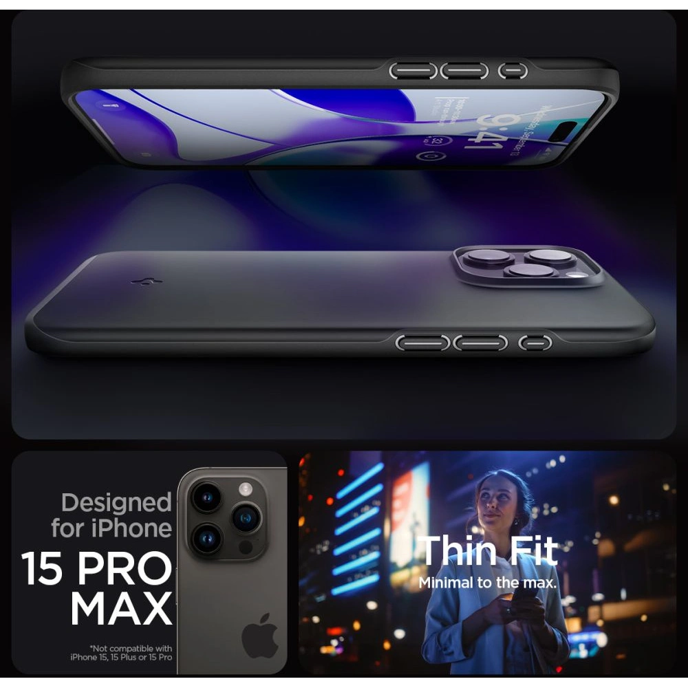 Hurtownia GSM - Etui Spigen Thin Fit Apple iPhone 15 Pro Max Fekete - SPN3008 - {ean13} - Hurt