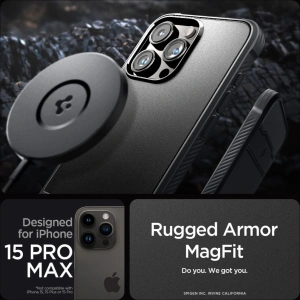 Hurtownia GSM - Etui Spigen Rugged Armor Mag MagSafe Apple iPhone 15 Pro Max Matná černá - SPN3012 - {ean13} - Hurt