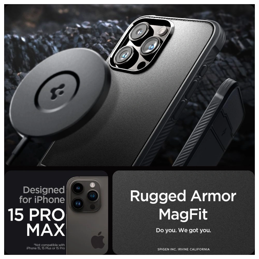 Hurtownia GSM - Etui Spigen Rugged Armor Mag MagSafe Apple iPhone 15 Pro Max Matt Fekete - SPN3012 - {ean13} - Hurt