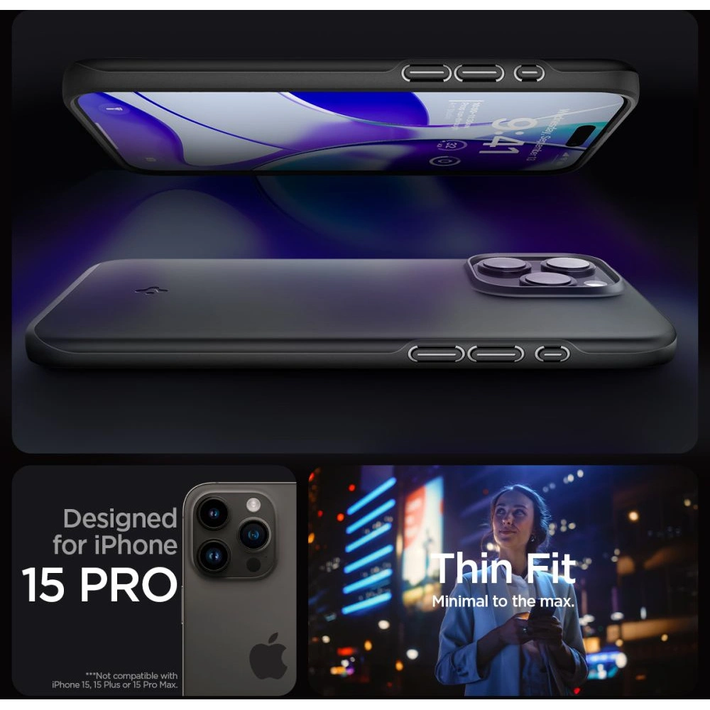 Hurtownia GSM - Case Spigen Thin Fit Apple iPhone 15 Pro Schwarz - SPN3014 - {ean13} - Hurt