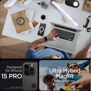 Etui Spigen Ultra Hybrid Mag MagSafe Apple iPhone 15 Pro Alb