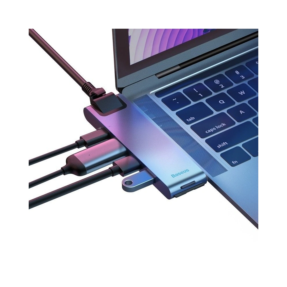 Hurtownia GSM - Hub Adapter 7w1 Baseus pro MacBook Pro 2016/2017/2018 USB 3.0 x2, USB-C, HDMI, SD, microSD, Ethernet RJ45 - BSU364 - {ean13} - Hurt