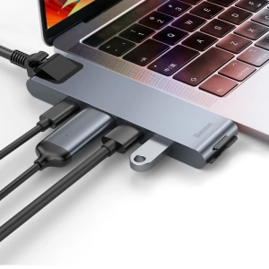 Hub Adapter 7w1 Baseus do MacBook Pro 2016/2017/2018 USB 3.0 x2, USB-C, HDMI, SD, microSD, Ethernet RJ45