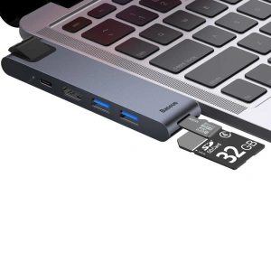 Hub Adapter 7w1 Baseus do MacBook Pro 2016/2017/2018 USB 3.0 x2, USB-C, HDMI, SD, microSD, Ethernet RJ45
