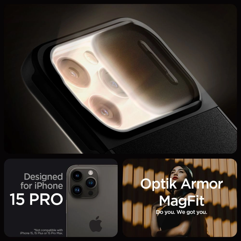 Hurtownia GSM - Etui Spigen Optik Armor Mag MagSafe Apple iPhone 15 Pro Černá - SPN3041 - {ean13} - Hurt