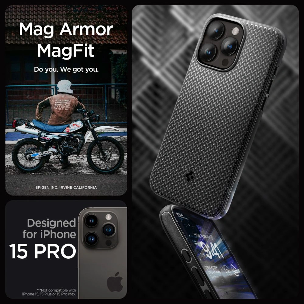 Hurtownia GSM - Etui Spigen Mag Armor MagSafe Apple iPhone 15 Pro Matná černá - SPN3043 - {ean13} - Hurt