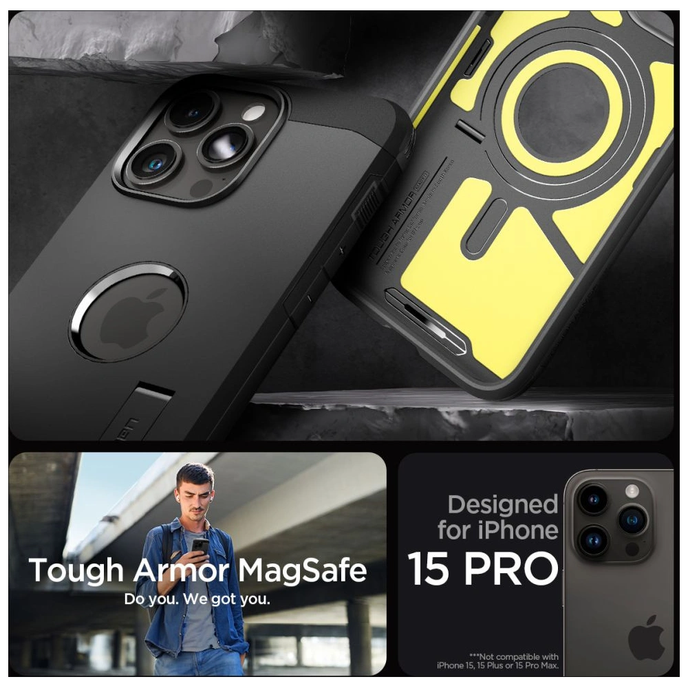 Hurtownia GSM - Etui Spigen Tough Armor Mag MagSafe Apple iPhone 15 Pro Černá - SPN3044 - {ean13} - Hurt