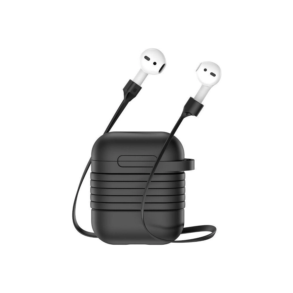 Wholesale Baseus Apple AirPods Protective Case with Earphone Strap Black - BSU372BLK - {ean13} - Hurt