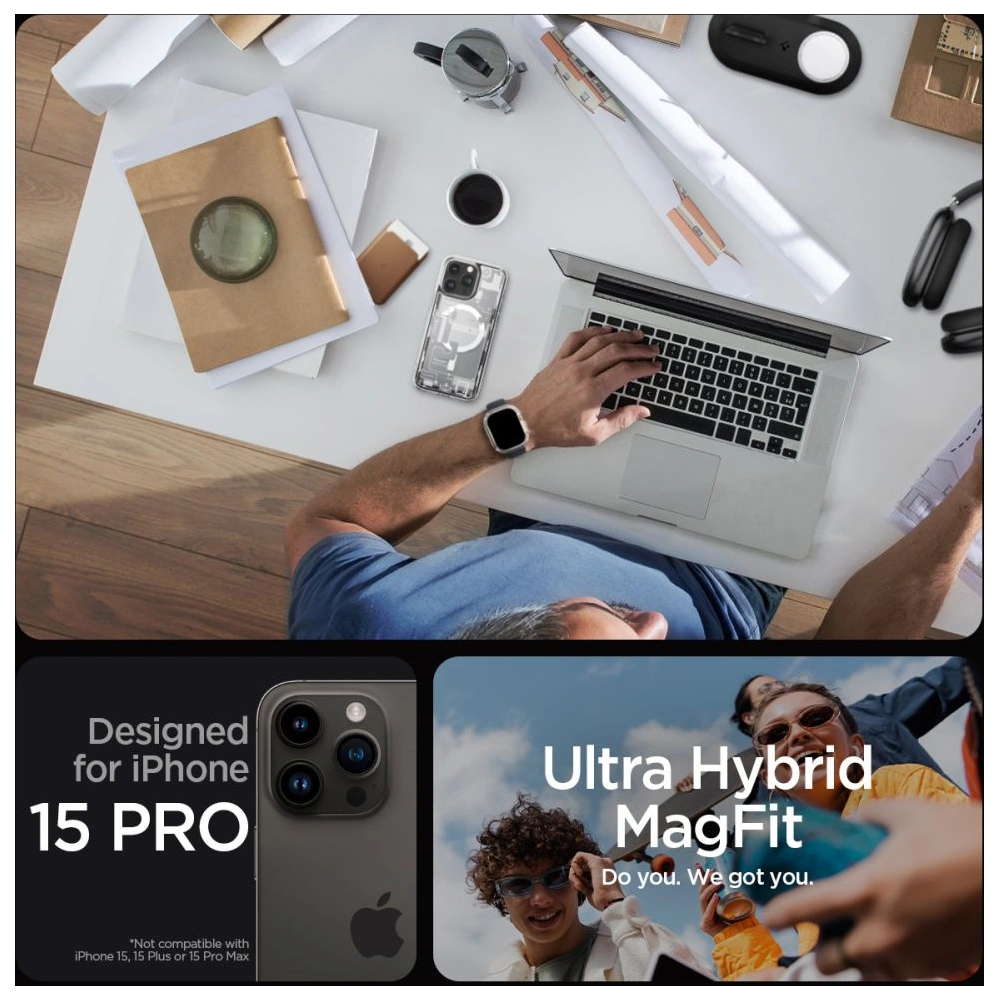 Wholesale Spigen Ultra Hybrid Mag MagSafe Apple iPhone 15 Pro Zero One White - SPN3087 - {ean13} - Hurt