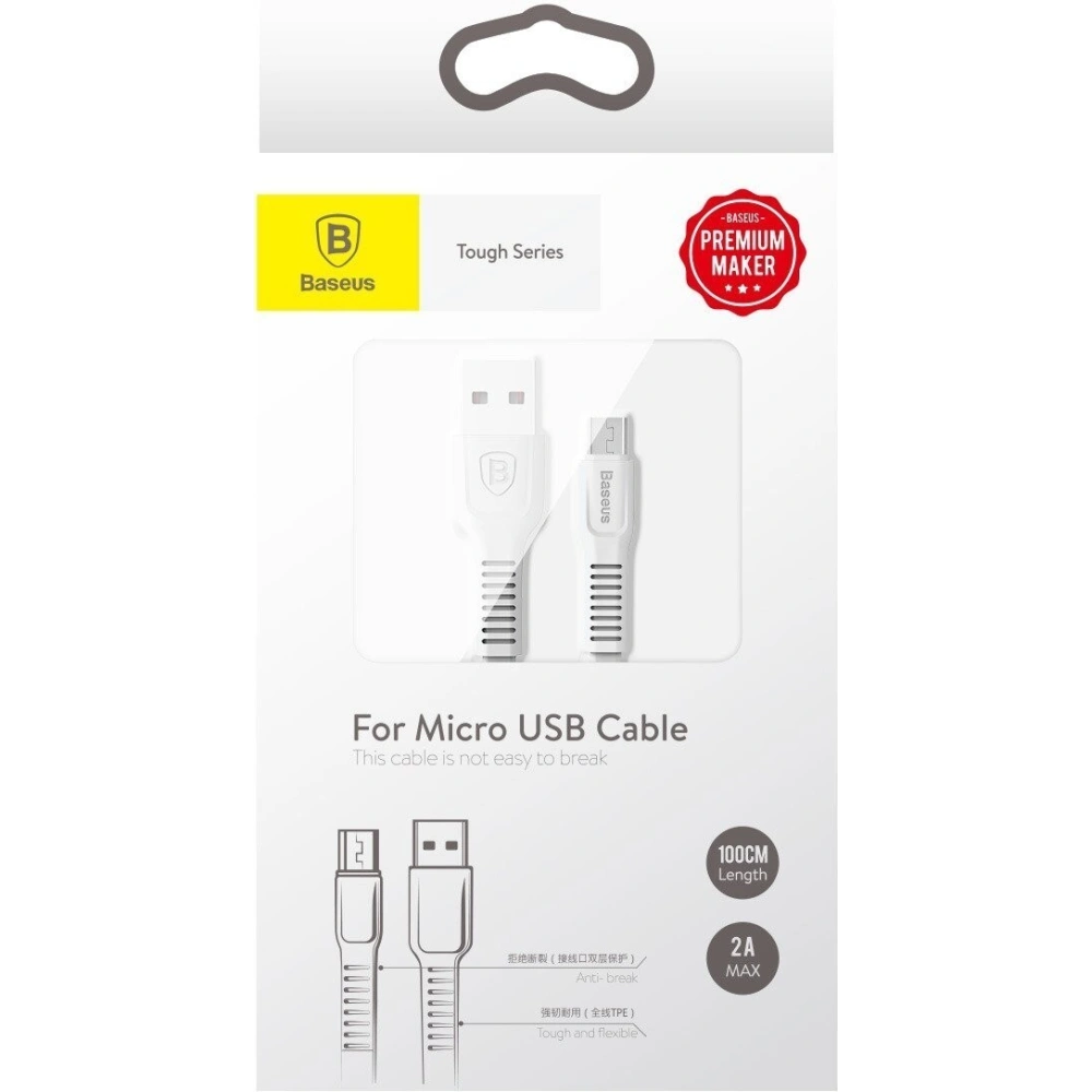 Hurtownia GSM - Cablul micro USB Baseus Tough Series 2A 1m (alb) - BSU373WHT - {ean13} - Hurt