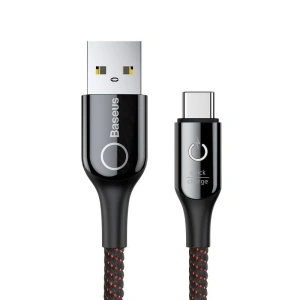Kabel USB-C s LED diodou Baseus C-shaped QC 3.0 1m (černý)