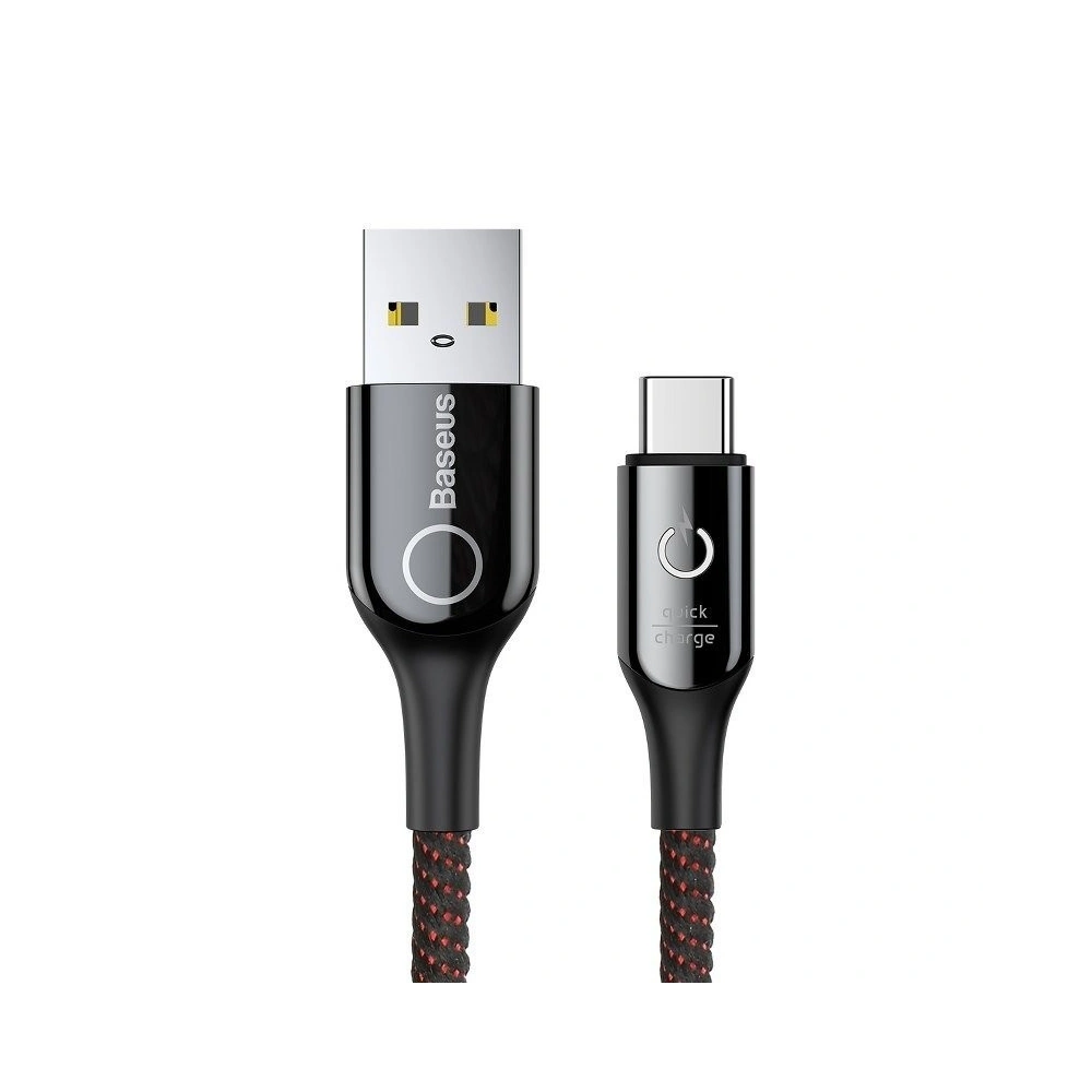 Hurtownia GSM - Kabel USB-C s LED diodou Baseus C-shaped QC 3.0 1m (černý) - BSU376BLK - {ean13} - Hurt
