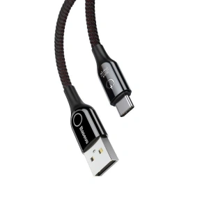 Kabel USB-C s LED diodou Baseus C-shaped QC 3.0 1m (černý)