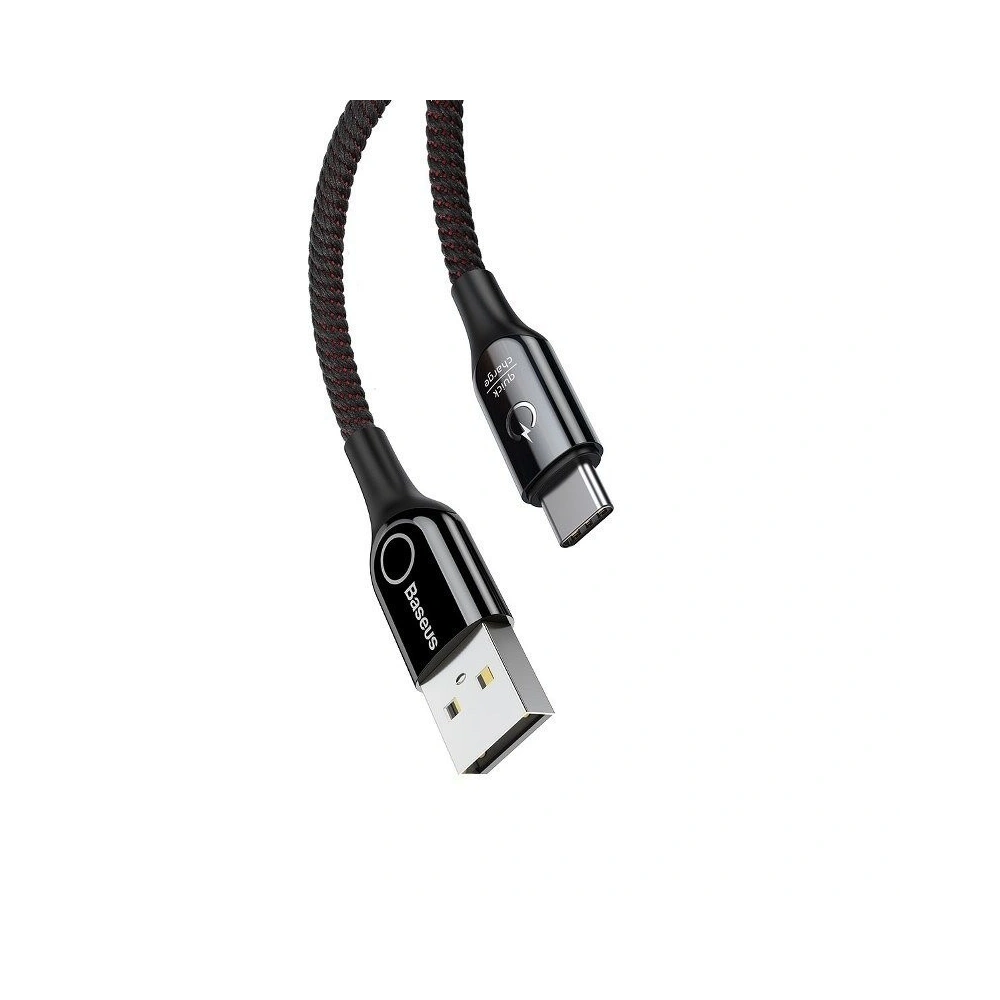 Hurtownia GSM - Kabel USB-C s LED diodou Baseus C-shaped QC 3.0 1m (černý) - BSU376BLK - {ean13} - Hurt